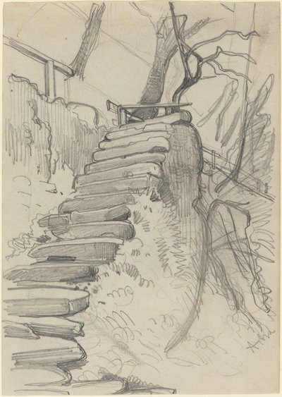庭の石段の飛行 作： Adolph Menzel