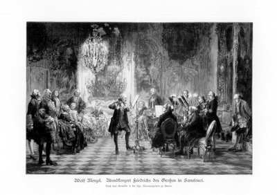 フレデリックグレートコンサート、サンスーシ、1852年、1900年。 作： Adolph Menzel