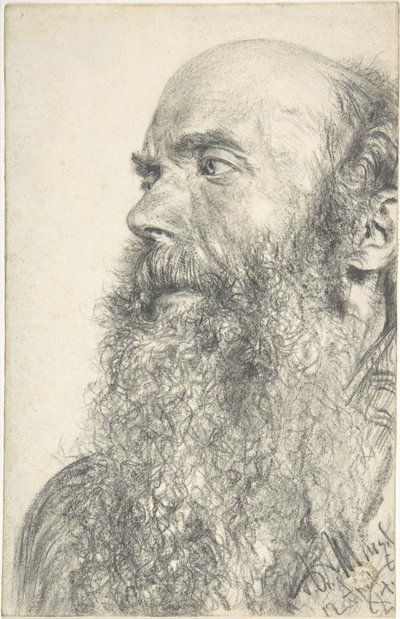 ひげを生やした男の頭部 作： Adolph Menzel