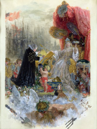 ハンブルク市の名誉市民権文書、1887 作： Adolph Menzel