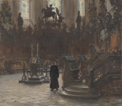 マインツ大聖堂の聖歌隊席、1869 年。 作： Adolph Menzel