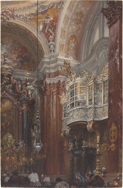 インスブルックのヤコブ教会の内部 作： Adolph Menzel