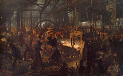 鉄の圧延機モダンサイクロプス、1873-1875 作： Adolph Menzel