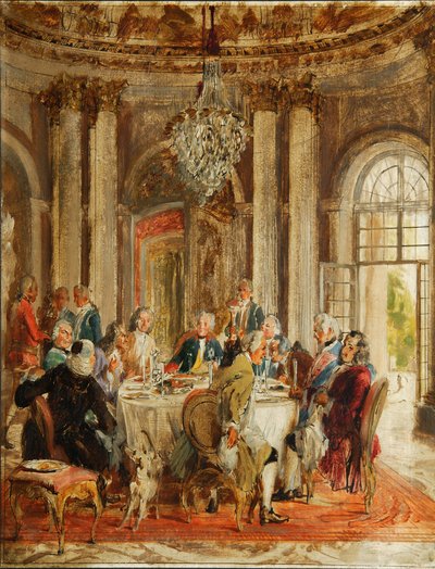 1848年のサンスーシスケッチでのフレデリック2世の円卓 作： Adolph Menzel