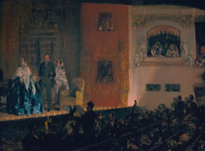 パリのジムナセ劇場、1856年 作： Adolph Menzel