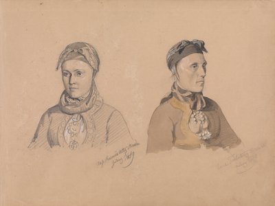 Aase RasmusdatterStrandenとAnnaTroelsdatter Kittelsviken 作： Adolph Tidemand