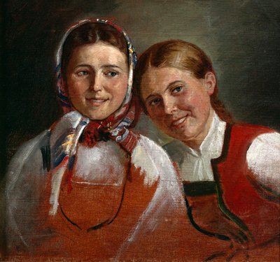 笑う少女たち 作： Adolph Tidemand