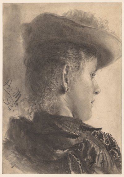 後ろから見た女性のバスト 作： Adolph Menzel