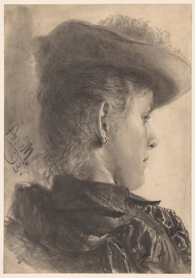後ろから見た女性の胸像」1893年 作： Adolph Menzel
