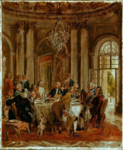 サンスーシでのフレデリック2世王の円卓 作： Adolph Menzel