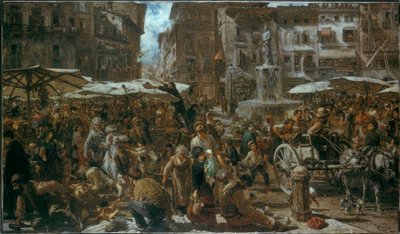 エルベ広場からヴェローナ 作： Adolph Menzel