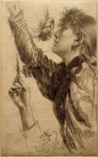 腕を上げた若い女性に関する研究 作： Adolph Menzel