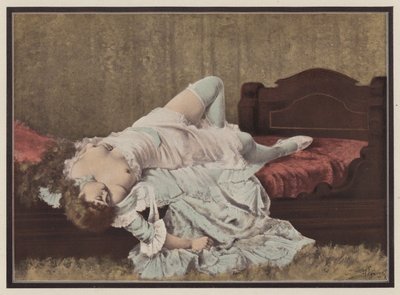 ベッドに横たわる女性（カラーリソ） 作： Adolphe Frederic Lejeune