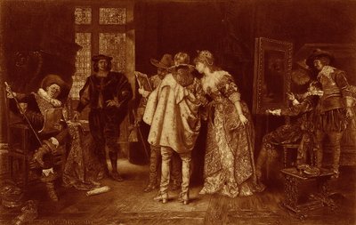 レンブラントのアトリエの目利きたち（「偉大な男性と有名な女性」のイラスト）（リトグラフ 作： Adolphe Alexandre (after) Lesrel