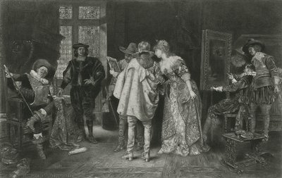 レンブラントのアトリエの目利きたち（「偉大な男性と有名な女性」からのイラスト）（リトグラフ 作： Adolphe Alexandre (after) Lesrel