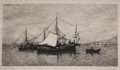 イタリアのカボタージュ海岸のボート、1874年。 作： Adolphe Appian