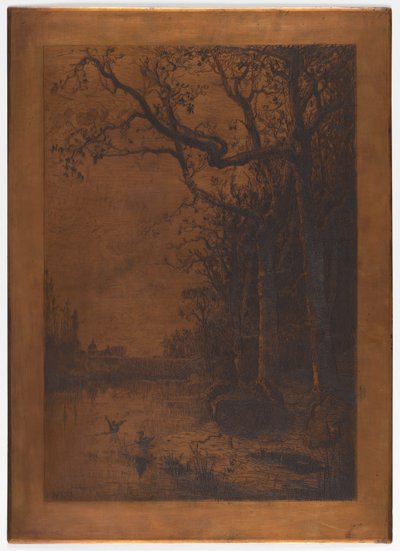 アドルフ・アッピアン作 銅版画「アヒルのいる風景」 作： Adolphe Appian