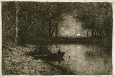 手Riverぎボートの漁師、川の端で 作： Adolphe Appian