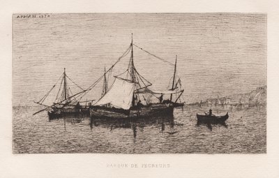 フィッシングボートコースタルシッピングボートイタリアンコースト...、1874年。 作： Adolphe Appian