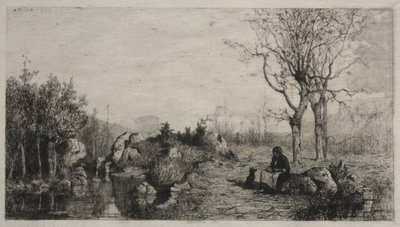 1867年のロシロンでの小川の岸。 作： Adolphe Appian