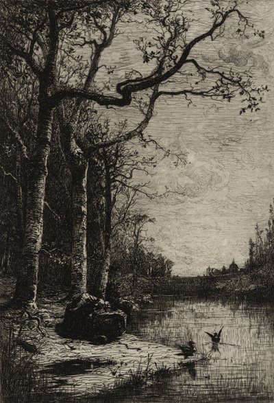 ブルバンシュ湿原（大皿）1870年頃（エッチング 作： Adolphe Appian