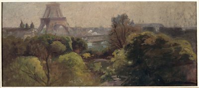 デレセール庭園から見たエッフェル塔 作： Adolphe Ernest Gumery