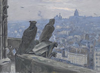 ノートルダムの塔から見たパリ、c. 1900年 作： Adolphe Étienne Auguste Moreau Nélaton