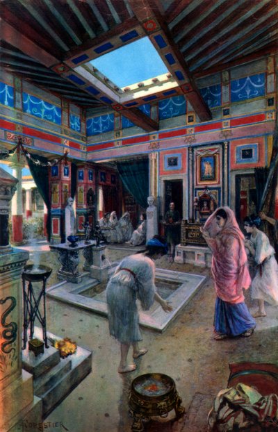 古代ローマ人の家庭生活、19 世紀。 作： Adolphe Forestier