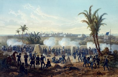 ベラクルスの戦い、スコット将軍の軍隊が都市を攻撃して占領 作： Adolphe Jean Baptiste Bayot
