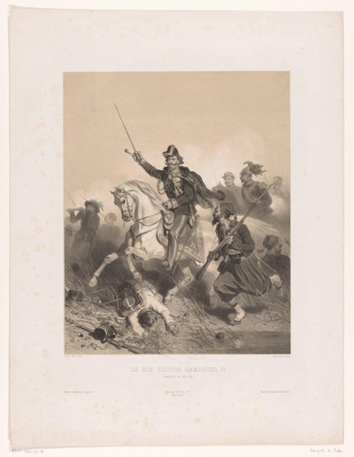 パレストロの戦いでのイタリア王ヴィクトル エマヌエーレ 2 世 Le roi Victor Emmanuel II (オブジェクトのタイトル) 作： Adolphe Jean Baptiste Bayot
