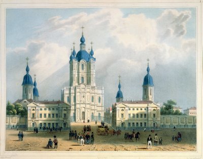 サンクトペテルブルクのスモルニー回廊、エドゥアールジャンマリーホースタイン（1804-89年）、パリ、ルメルシエ発行（1840年代）（カラーリトグラフ） 作： Adolphe Jean Baptiste Bayot
