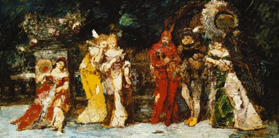 ファウストとメフィストのデッキのキャラクター。ファウストとメフィストのいるテラスの人物、1875-1880年頃 作： Adolphe Joseph Thomas Monticelli