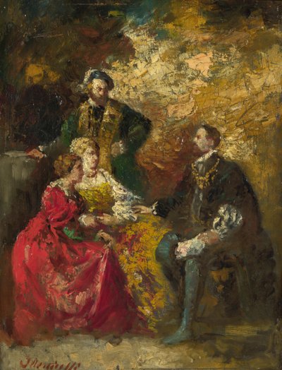 会話のピース、c。 1880 作： Adolphe Joseph Thomas Monticelli