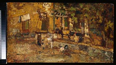 ロバとおんどりの農場 作： Adolphe Joseph Thomas Monticelli