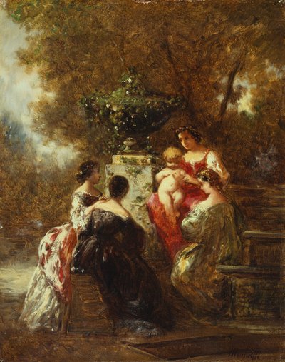 公園の人物（キャンバスに油彩） 作： Adolphe Joseph Thomas Monticelli