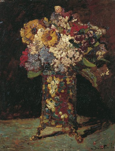 花の静物 作： Adolphe Joseph Thomas Monticelli