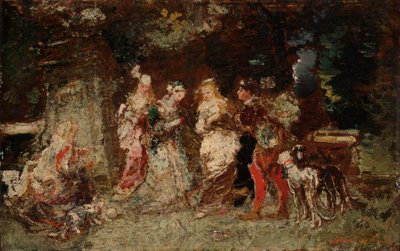 ガーデンシーン 作： Adolphe Joseph Thomas Monticelli