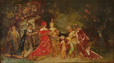 公園で集まる 作： Adolphe Joseph Thomas Monticelli