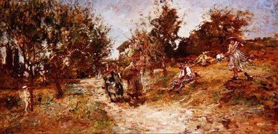 ガナゴビの風景、1872年（パネル） 作： Adolphe Joseph Thomas Monticelli