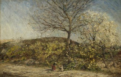 咲く果樹園のある風景 作： Adolphe Joseph Thomas Monticelli
