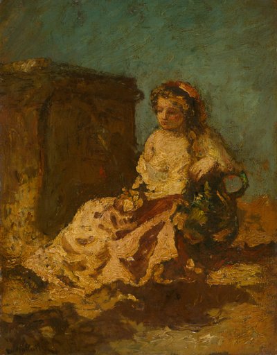 瞑想（座っている女性） 作： Adolphe Joseph Thomas Monticelli