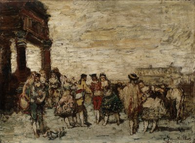 スペインのパーティー アドルフ・モンティチェリ作 (1824-1886) 薄暗い 36,5x48 cm グロベ・ラバディ美術館 作： Adolphe Joseph Thomas Monticelli