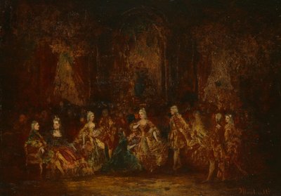 ルイ15世の衣装を着た人々 1880年頃（油彩、揺りかごパネル） 作： Adolphe Joseph Thomas Monticelli