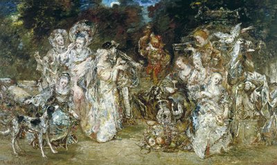 ヴァロワ時代の公園での再会 作： Adolphe Joseph Thomas Monticelli