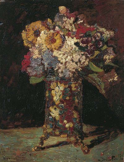 花のある静物。 1875 作： Adolphe Joseph Thomas Monticelli