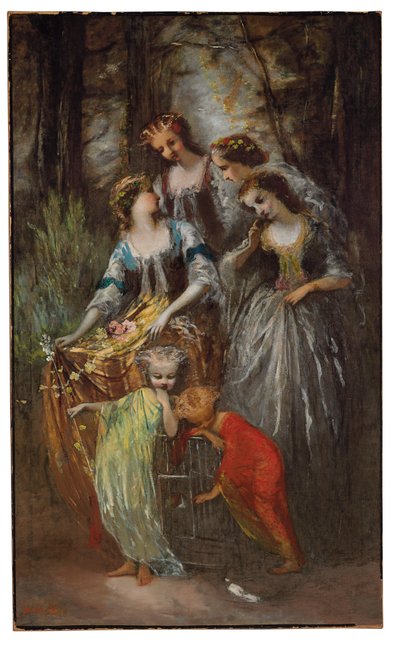 皇后エウジェニーとその付き添い 作： Adolphe Joseph Thomas Monticelli