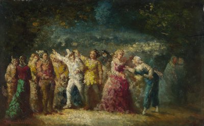 たいまつ行列、1870〜1880年代 作： Adolphe Joseph Thomas Monticelli