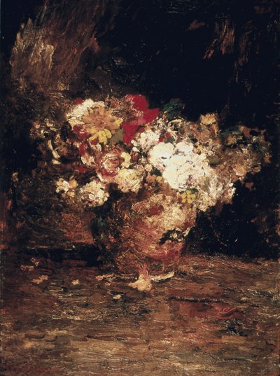 花の花瓶 1880年頃 （パネルに油彩） 作： Adolphe Joseph Thomas Monticelli