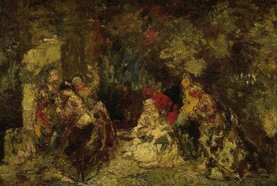 森の中の女性 作： Adolphe Joseph Thomas Monticelli