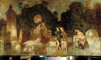 公園での散歩 作： Adolphe Joseph Thomas Monticelli